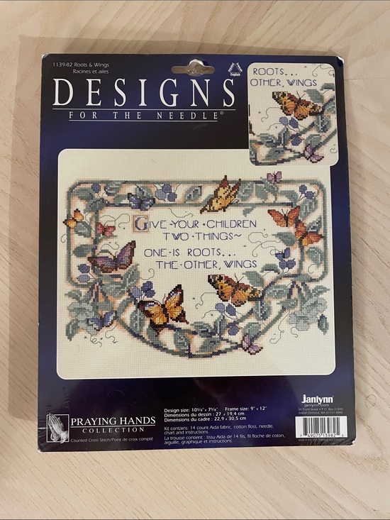 Vintage Other - Butterfly Cross Stitch Kit – Blue & Cream
